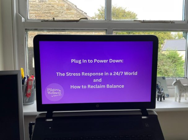 A screenshot of a virtual wellness talk delivered by Rebecca 