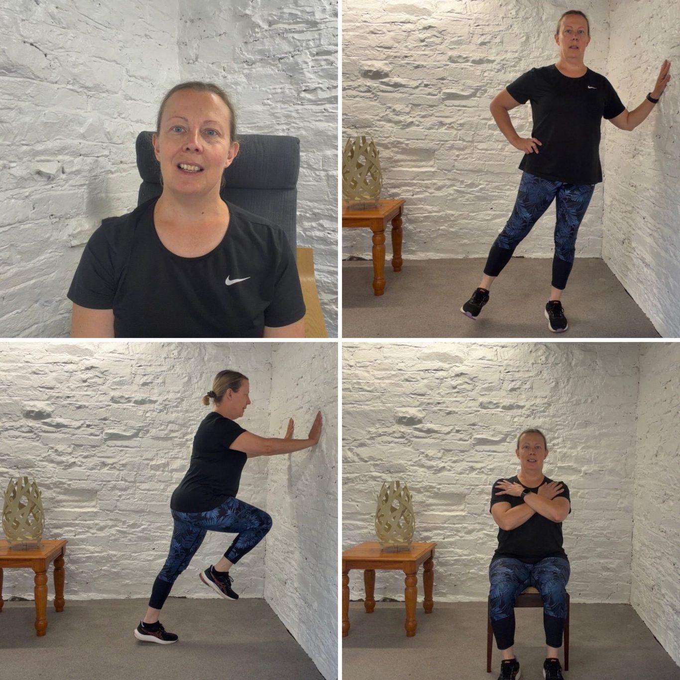 Rebecca is demonstrating a pilates move from her virtual studio, based in Chapeltown, Sheffield.