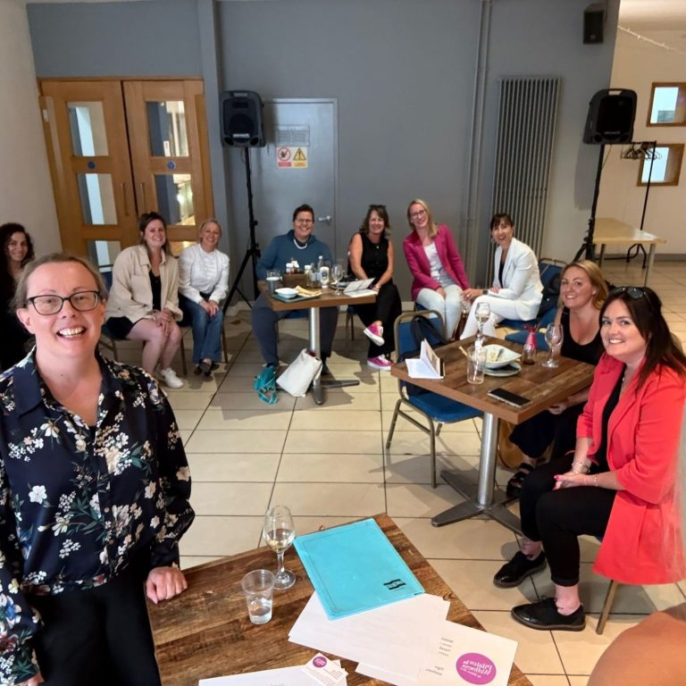 Rebecca giving a wellness talk to a group of people from a local business in Sheffield.